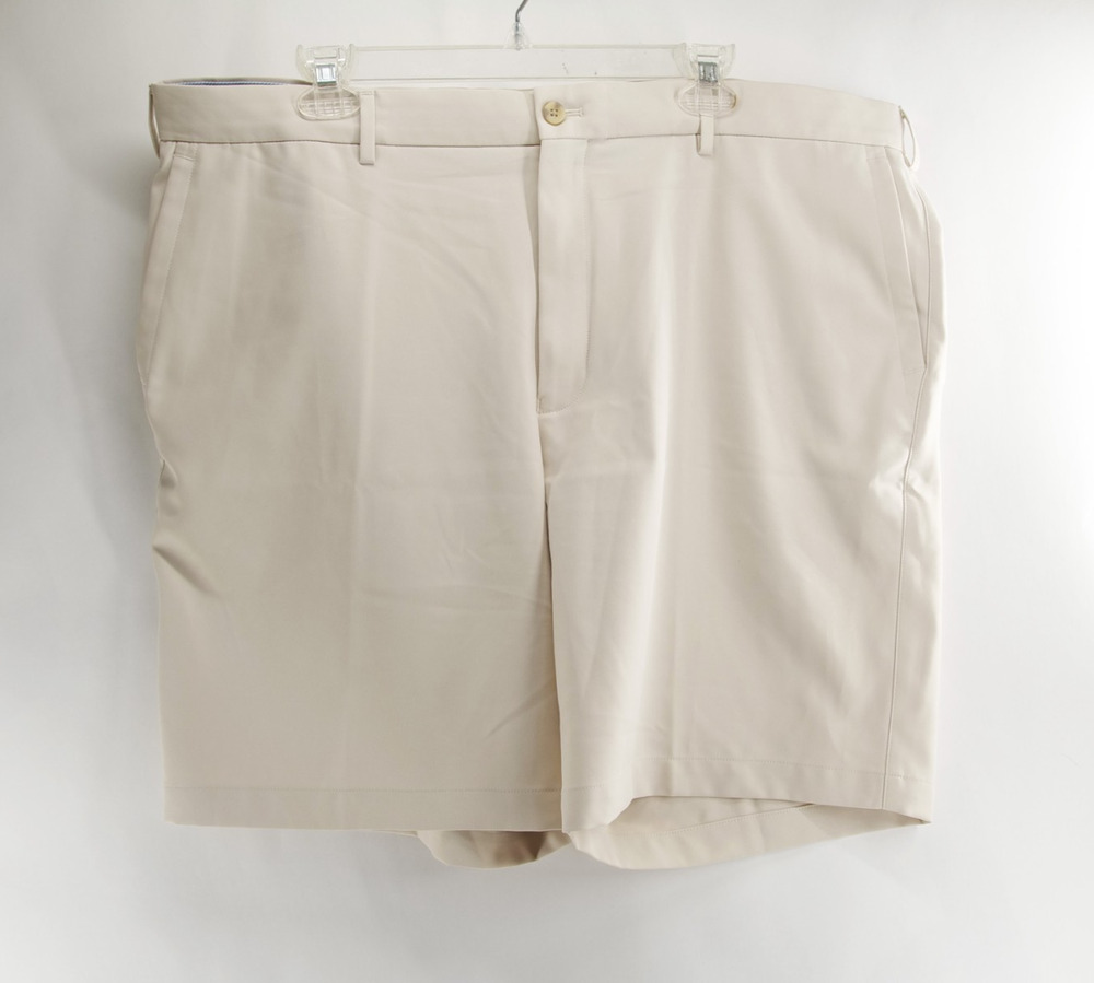 Peter Millar Men's 42 9" Beige Solid Golf Shorts Performance Flat Front